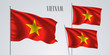 Vietnam waving flag set of vector illustration