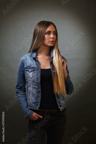 black t shirt denim jacket