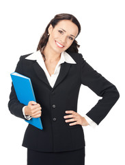 Sticker - Businesswoman with blue folder, isolated