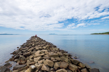 Wall Mural - Scenery of the sea from a harbour in Can Gio, Vietnam. Can Gio is a small and peaceful  town near Ho Chi Minh city, located in South of Vietnam, Can Gio is famous for its landscape view and seafood