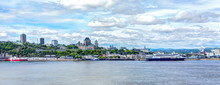 Cityscape And Skyline Of Quebec City With Saint Lawrence River And Boats