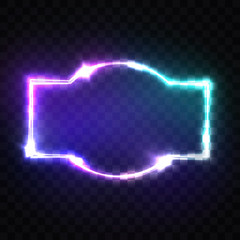 Wall Mural - night club neon sign. blank 3d retro light signboard with shining neon effect. techno frame glowing 