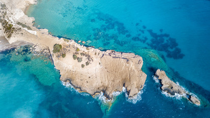 Wall Mural - September 2017: Aerial View of Fourni Beach, Rodos island, Aegean, Greece