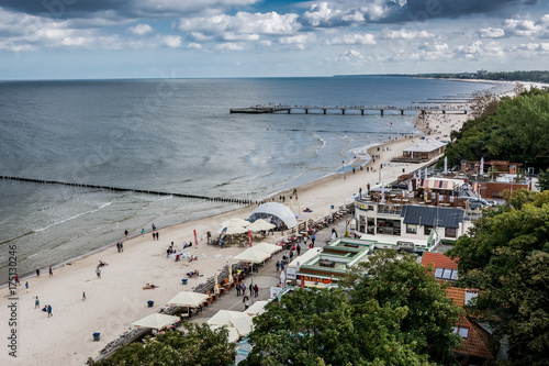Plakat Kołobrzeg,plaża. Morze Bałtyckie.