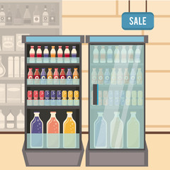 Sticker - Supermarket sale stand icon vector illustration graphic design