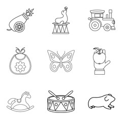 Wall Mural - Circus school icons set, outline style