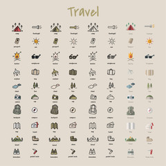 Poster - Illustration drawing style of camping icons collection