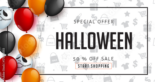 Happy Halloween Sale Promotion Advertising Banner Template Decor
