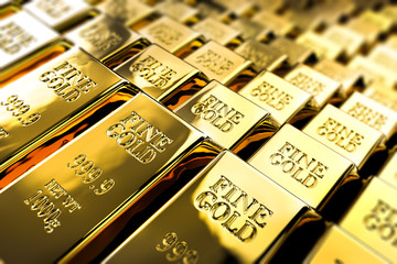 Gold bars, financial concept - 3D illustration