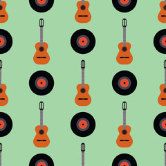 Guitar icon stringed musical instrument vector illustration seamless pattern background