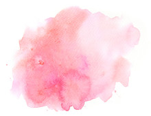 Abstract Pink Watercolor Background Texture On White, Hand Painted On Paper