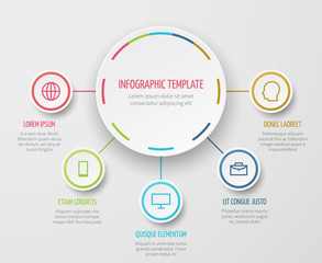 Round chart infographic with steps progress vector template for business report and analytical presentation