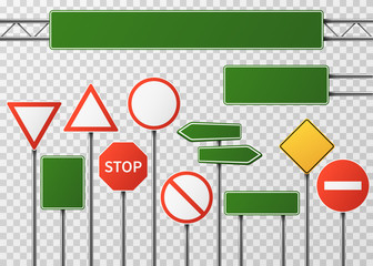 Blank street traffic and road signs vector set isolated