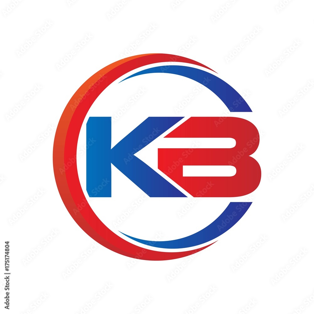 kb logo vector modern initial swoosh circle blue and red Stock Vector ...
