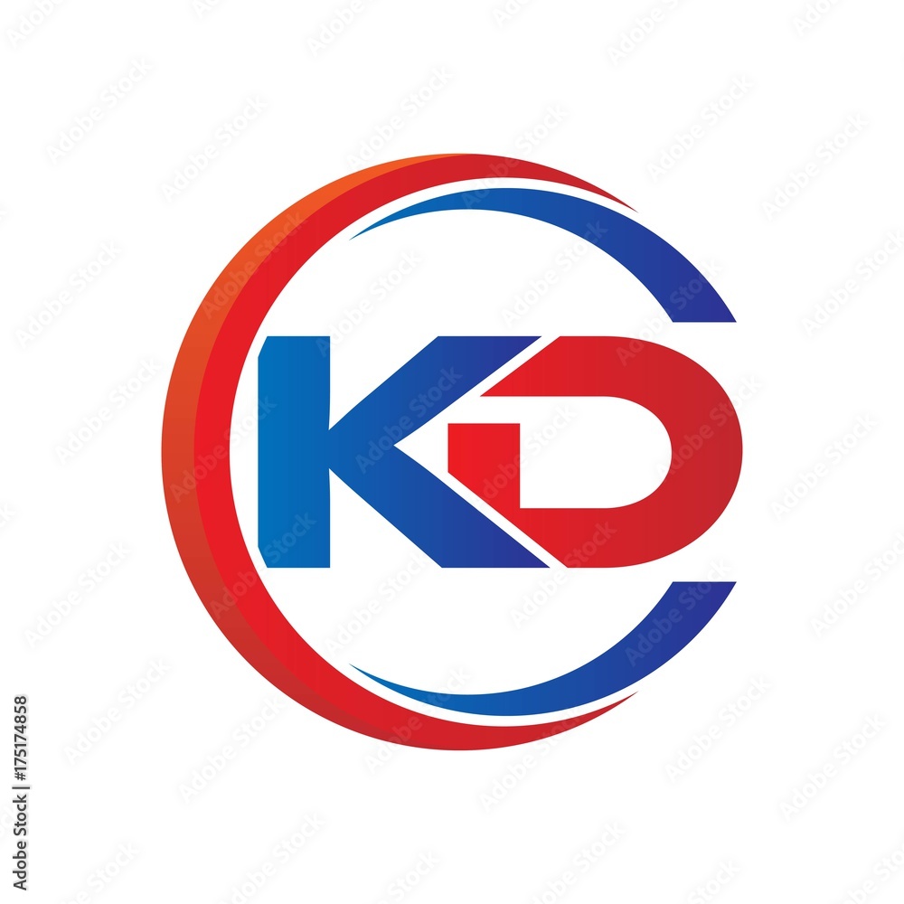 kd logo vector modern initial swoosh circle blue and red Stock Vector |  Adobe Stock, image size:1000x1000