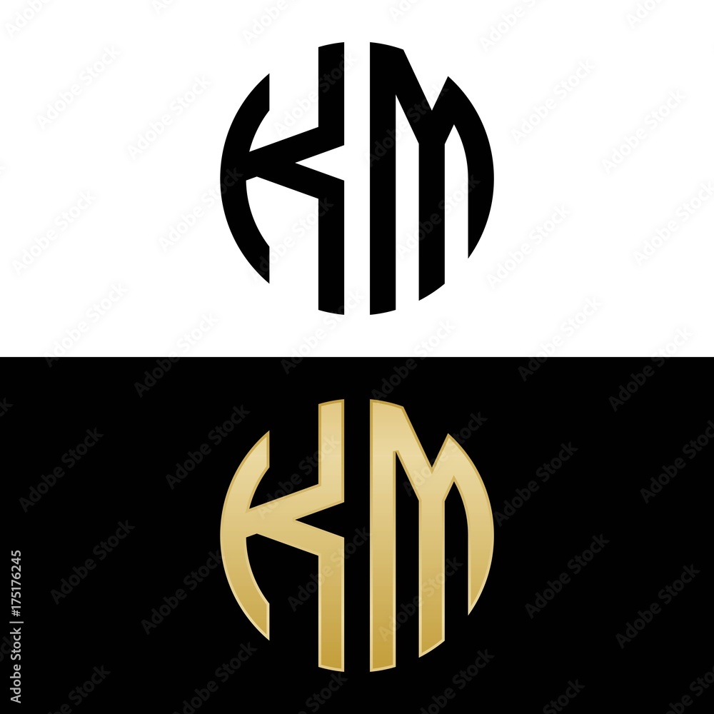km initial logo circle shape vector black and gold Stock Vector | Adobe ...