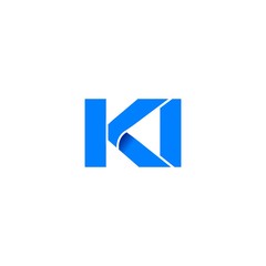 Wall Mural - ki logo initial logo vector modern blue fold style