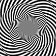 Monochrome hypnotic psychedelic spiral. Modern vector illustration with optical illusion. Twisted striped round shape. Magical decorative background. Element of design.