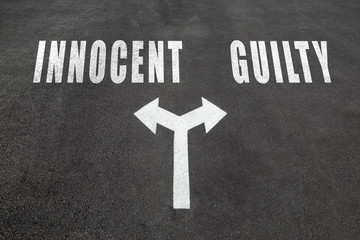 Innocent or guilty choice concept