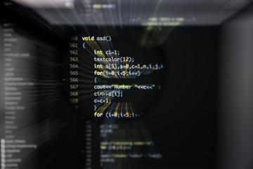 Wall Mural - real c / c++ code developing screen. programing workflow abstract algorithm concept. lines of c / c+