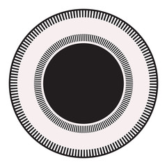 Wall Mural - emblem circular black silhouette with decorative edge striped