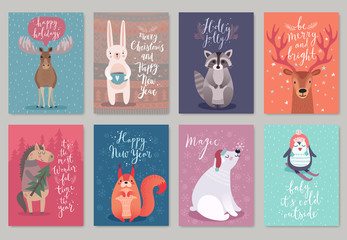 Poster - Christmas animals card set.