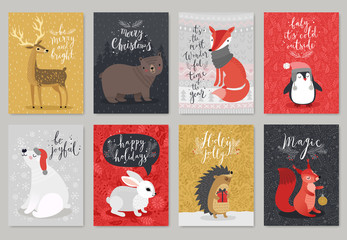 Christmas animals card set