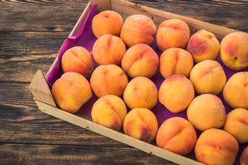 Sticker - peaches in a wooden box