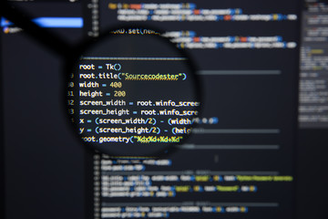 Wall Mural - real python code developing screen. programing workflow abstract algorithm concept. lines of python 