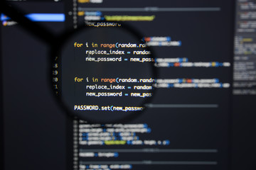 Wall Mural - real python code developing screen. programing workflow abstract algorithm concept. lines of python 