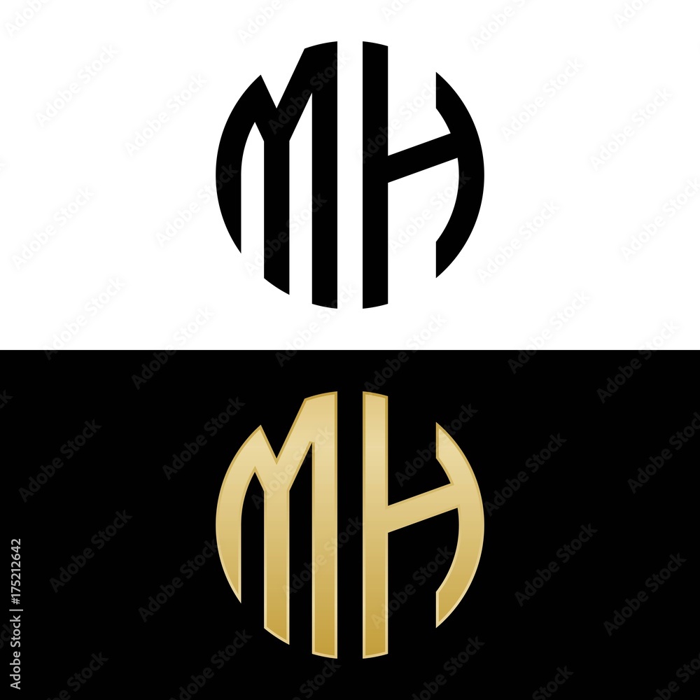 mh initial logo circle shape vector black and gold Stock Vector | Adobe ...