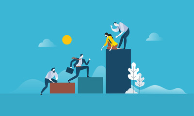 teamwork success. flat design business people concept. vector illustration concept for web banner, b