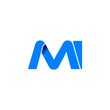 mi logo initial logo vector modern blue fold style