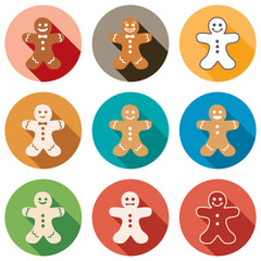 Wall Mural - vector flat icons of gingerbread men