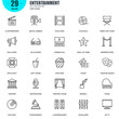 Simple Set of Entertainment Related Vector Line Icons. Contains such Icons as Clapperboard, Film Strip, Barrier Rope, Theatre, 3d Glasses and more. Editable Stroke. 48x48 Pixel Perfect.