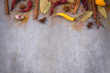 Wall Mural - Herbs and spices on concrete slate