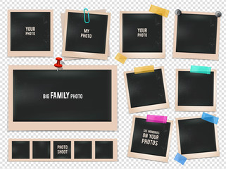 Canvas Print - Set of retro photo frames. Vector pictures isolated on transparent background