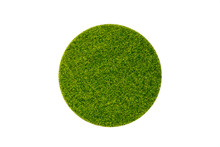 Artificial Green Grass In Round Plate On White Background