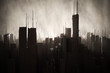 Dark city with smoky atmosphere