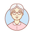 Old woman. Portrait. The face of an elderly lady. Avatar for social profile. Linear Art. Vector illustration