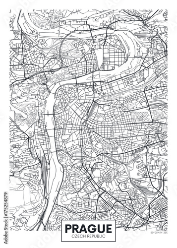 Cuadros en Lienzo Detailed vector poster city map Prague