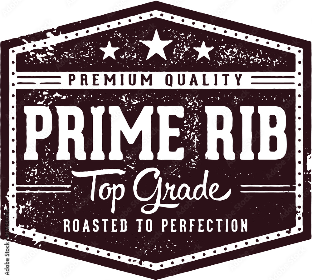 Vintage Prime Rib Steak Restaurant Menu Stamp Stock Vector | Adobe Stock