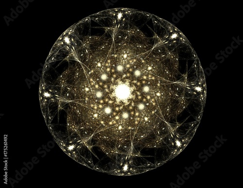 Plakat Seria Geometry of Space. Atrakcyjne wizualnie tło z krzywych pojęciowych i elementów fraktalnych odpowiednich jako element