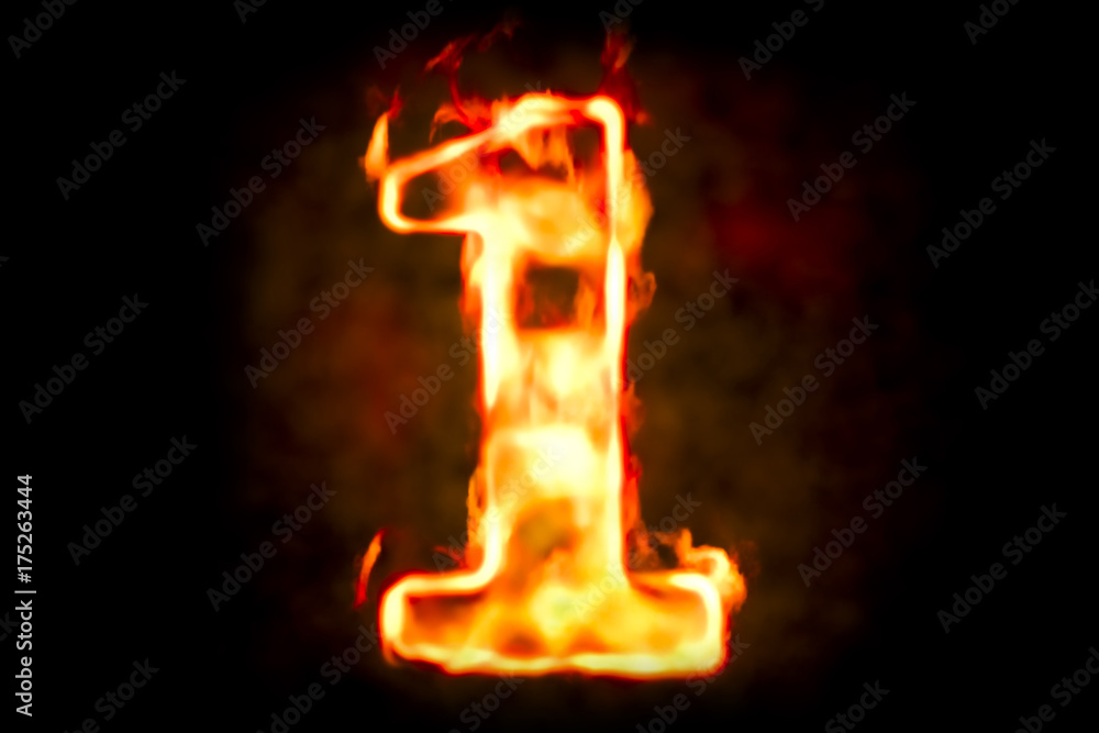 Fire number 1 of burning flame light, 3D rendering Stock Fire number 1 of burning flame light, 3D rendering Stock