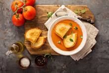 Tomato Soup With Grilled Cheese Sandwiches