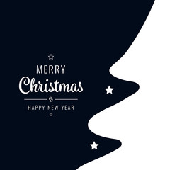 Wall Mural - christmas tree silhouette card lettering black white