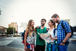 © NDABCREATIVITY - Happy tourists traveling and sightseeing