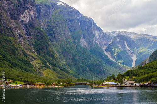 Fotografie, Obraz traval on Large Cruise ship from the port of Flam to Stavanger, in sunny summer day, Norway