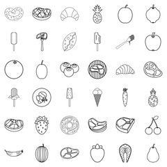 Wall Mural - Food icons set, outline style