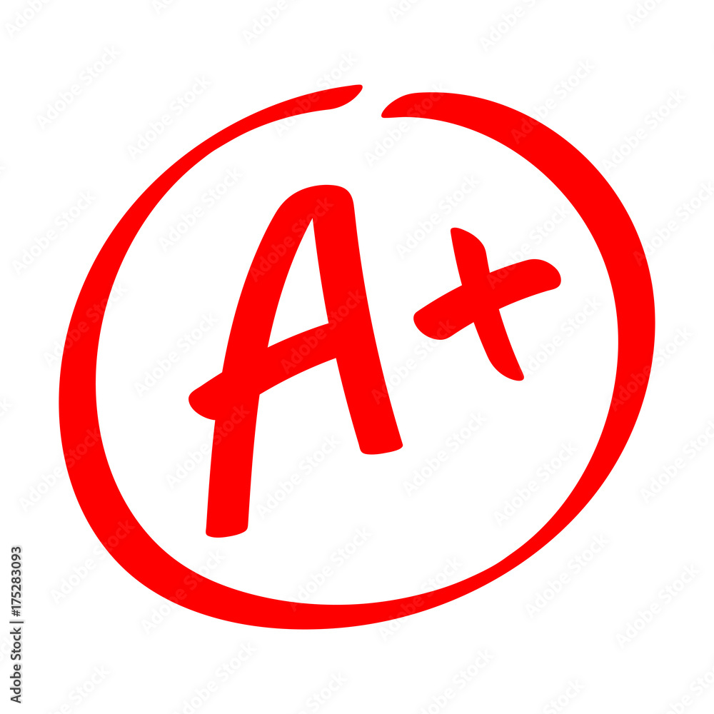 Grade result - A . Hand drawn vector grade with plus in circle. - obrazy, fototapety, plakaty 